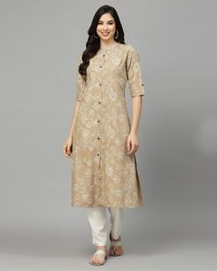 设计师手工印花人造丝库尔提女性美丽出口印度和巴基斯坦服装适用于所有场合 - Product Image 4