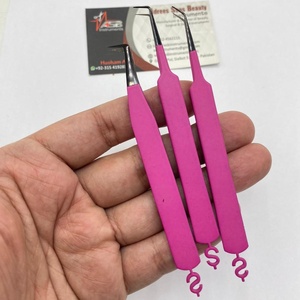 Hot Màu Hồng Nhật Bản Bền Vững Thép Tùy Chỉnh Lông Mi Mở Rộng Nhíp Matte Màu Tráng Đô La Dấu Hiệu Sợi Tip Lash Nhíp - Product Image 3