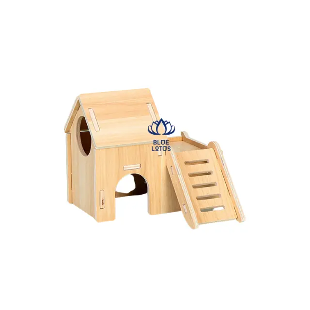 Rumah kayu untuk mainan hewan peliharaan Hamster pohon pinus mainan Hamster rumah kayu ruang tidur