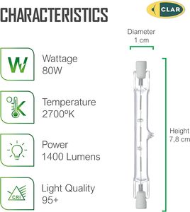 Bóng đèn Halogen clar-r7s 78mm 118mm, đèn tuyến tính 80W, 120W, 160W, 200W, 240W, 400W, chiếu sáng công suất cao cho đèn pha và sàn - Product Image 2