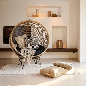 Handwoven mây toàn cầu ghế với cơ sở mây Phong Cách Bohemian giọng ghế cho sử dụng trong nhà và ngoài trời - Product Image 1