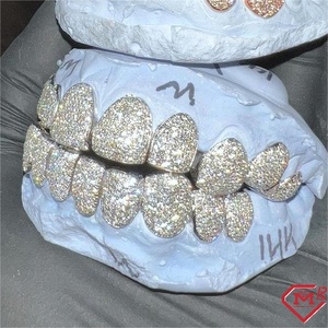Top 8 Bottom 8 Grillz per denti Hip Hop gioielli Set Perm taglio oro rosa placcato personalizzato Grillz - Product Image 3