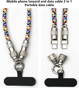 2 In 1 evrensel zincir kordon tipi C tipi c Pd 1.2m hızlı şarj aleti kablosu tutucu göğüs cep telefonu Crossbody askı telefon kablosu - Product Image 6