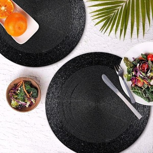 串珠餐垫定制桌垫耐热防滑棕色圆形茶杯编织餐垫食用FGDF