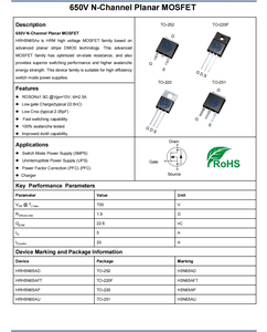Tùy chỉnh MOSFET hrh5n65a 650V 5A 1.9 rãnh SGT phẳng để 220 gói N-CH bóng bán dẫn - Product Image 3