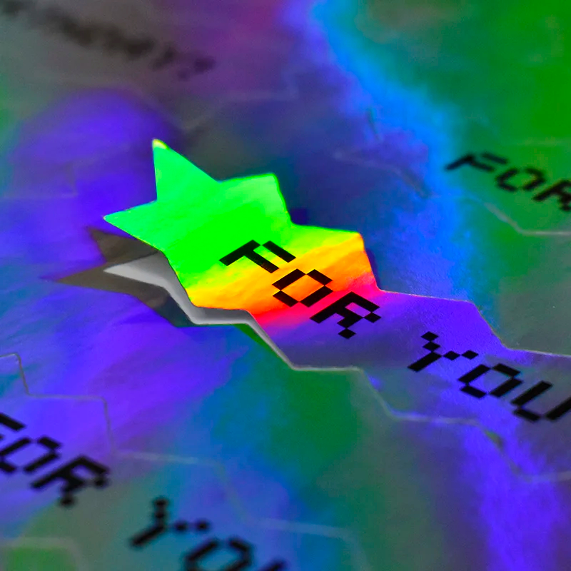 Autocollant holographique avec exemple en couleur
