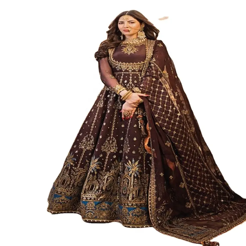 Dgb Handmade Pearl Work Bridal Lehenga per Party Anarkali Gown abiti da sposa Pakistani prezzo basso all'ingrosso