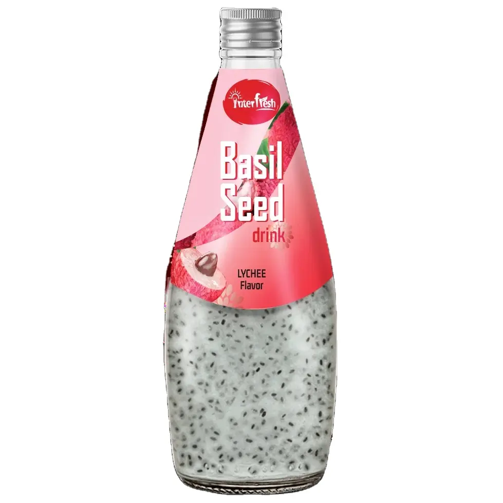 Interfresh Food and Beverage Company Limited Basil Seed Drink with fruit juice 290ml glass bottle Chia seed drinks with fruit