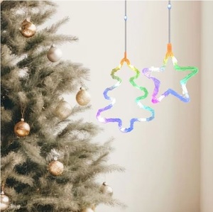 ม่านไฟ LED หลากสีขนาด60ซม. มี5ดาวและแถบต้นสน5เส้น3.20ม. + แถบไฟ LED 10ซม.