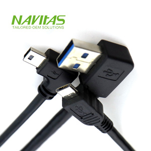 USB A 3.0迷你USB B 5针公90度适配器微型USB公电缆组件 - Product Image 6