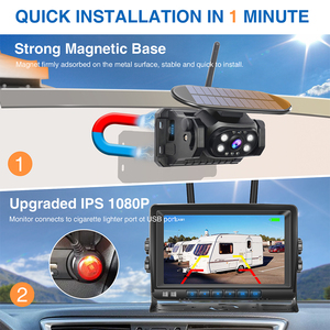 PJAUTO Magnetic Solar <strong>Wireless</strong> <strong>Backup</strong> <strong>Camera</strong> HD1080P DVR 7&quot; IPS Monitor Reverse <strong>Camera</strong> <strong>System</strong> for <strong>RV</strong> Camper Trailer Semi Truck - Product Image 2