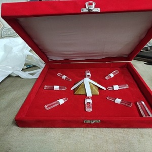New Healing Crystal Box with One <strong>Pyramid</strong> and Seven Pencils of clear Quartz with <strong>Red</strong> Box for Wholesale Now Available - Product Image 1