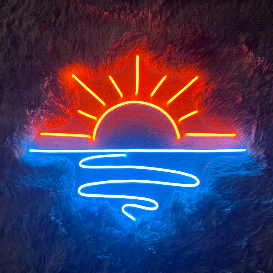 Sunset Neon Sign Capture a beleza deslumbrante de Golden Horizons e irradie Calor em seu espaço perfeito para relaxamento