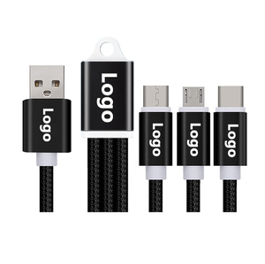 促销礼品定制品牌标志设计4In1 Usb充电电缆多插头钥匙扣手机USB 3合1充电器电缆