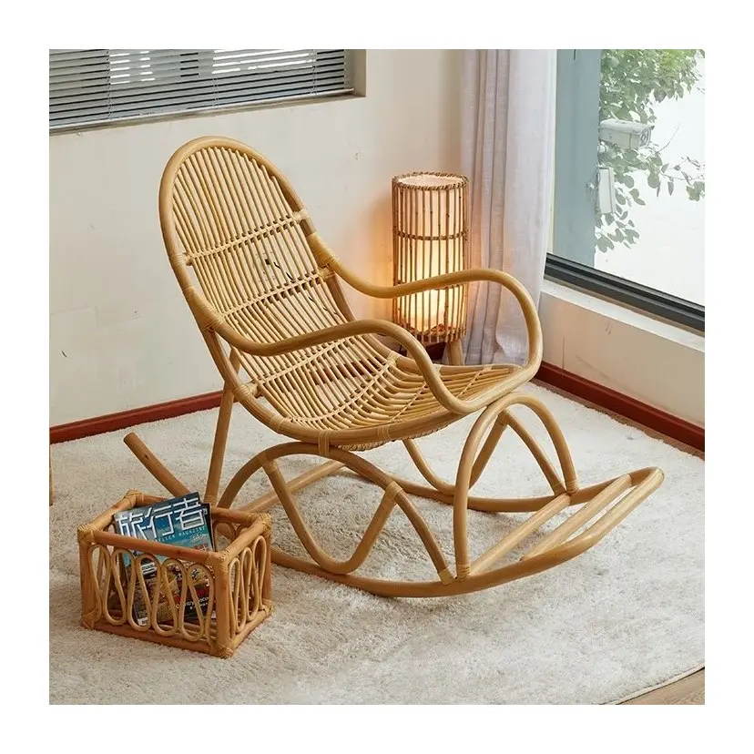 Home-mecedora de madera de ratán para muebles, sillón reclinable relajante hecho a mano