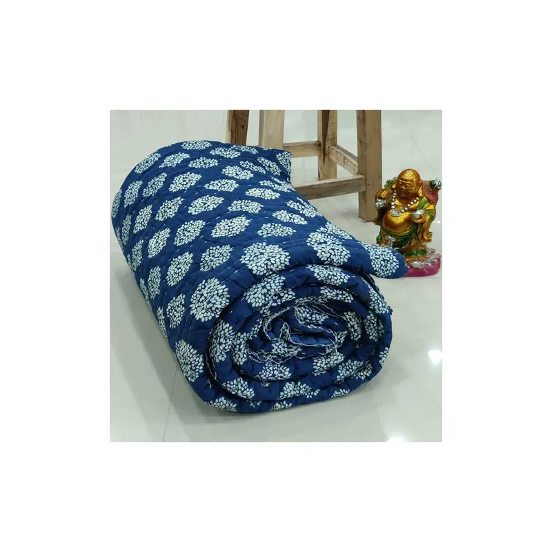 Edredón indio antiguo Vintage Kantha Reversible 100% edredones de algodón manta Gudari Kantha cubierta de cama colcha
