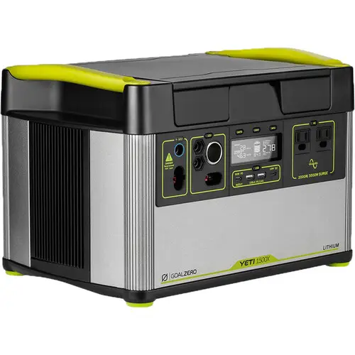 1500X Portable Power Station Real-Time Power Input and Output Display Charge from 110 VAC, 12 VDC or Solar