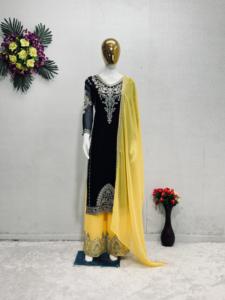 NEW DESIGNER HEAVY FAUX GEORGETTE PAKISTANIカラースーツセットフルヘビー刺繍コーディングシーケンスワークカジュアルウェアドレススーツ - Product Image 3