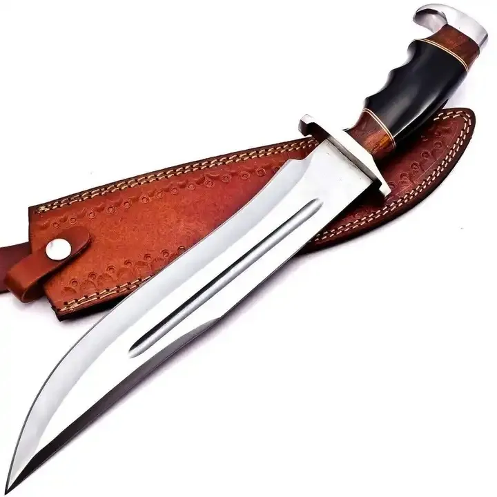 Cuchillo plegable de alta calidad, cuchillo de bolsillo para exteriores de caza de acero damasco con funda de cuero, juego de cuchillos de Damasco fáciles de sostener