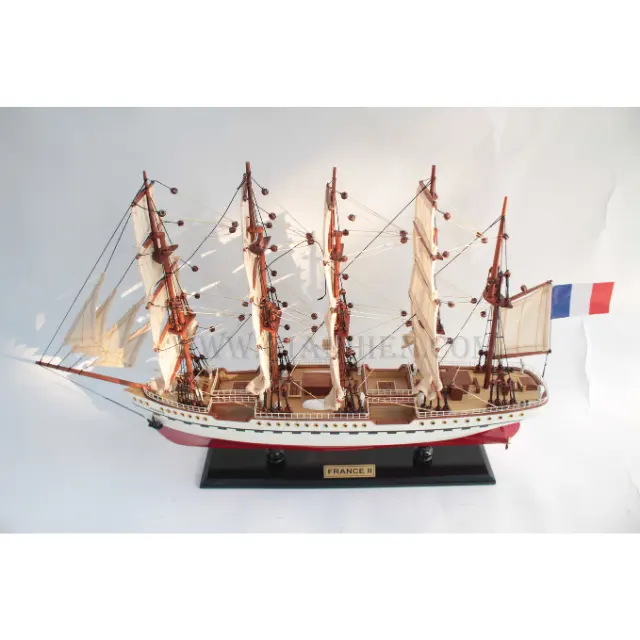 MODÈLE DE BATEAUX EN BOIS FRANCEE II 80 cm/MODÈLE DE GRAND VOILIER EUROPÉEN/ARTISANAT MAIN POUR LA DÉCORATION