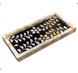 Handmade Luxury Mother of Pearl Tray Beautiful Shell <strong>Inlay</strong> Design for Gifting and Serving - Product Image 1