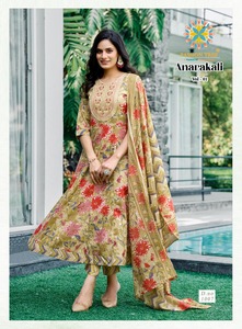 新作コットンプリント刺繍作品Anarkaliレディースインド & パキスタン服デザインKurtisパンツ & プリントDupatta - Product Image 5