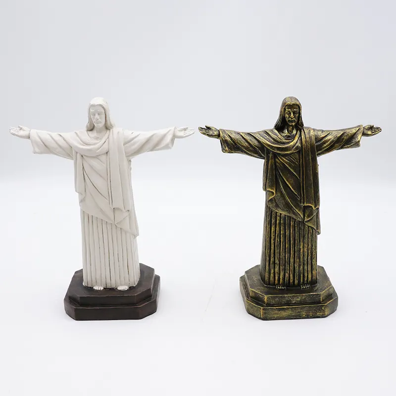 OEM personnalisé artisanat religieux catholique décoration de la maison statue miniature en gros à la main résine jésus sculpture figurine