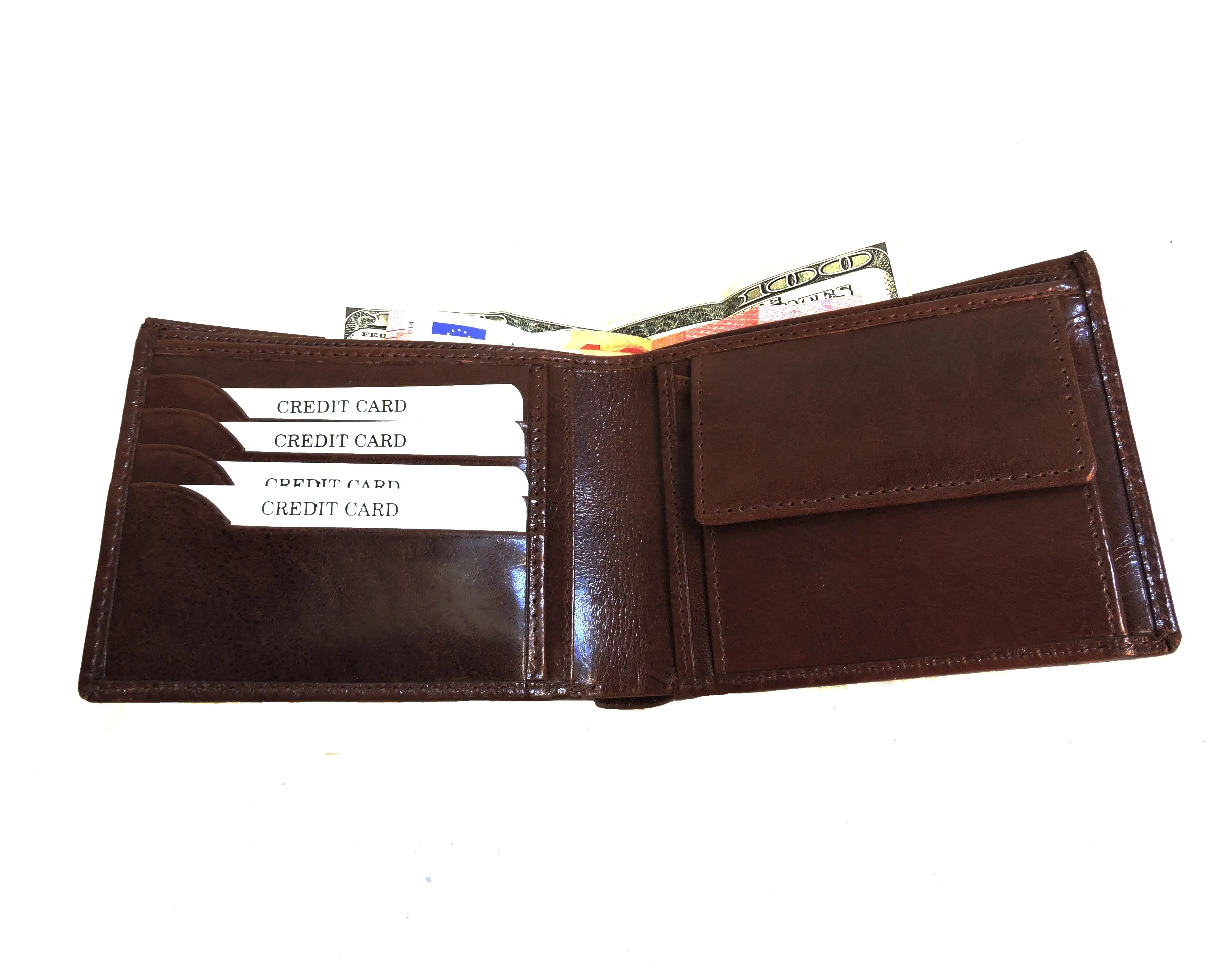 Carteira masculina de couro legítimo, carteira masculina compacta feita em couro legítimo com tecnologia rfid, com compartimento interno