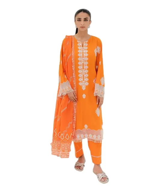 パキスタンの高級芝生デジタルプリントパンツスーツパキスタンサルワールカミーズ既製パキスタン服
