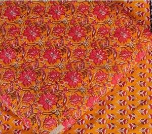 Cotton Fabric <strong>Jaipur</strong> Sanganeri Screen Printed Raw Material Textile Dress Fabric - Product Image 1