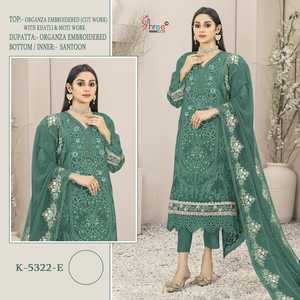 Export Quality Heavy Organza with Heavy Embroidery with HAND KHATLI*Moti Cut.work for Wholesale Supply - Product Image 2