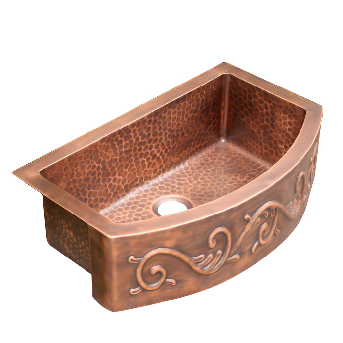 E style Brass Brushed Round-Front Single Bowl