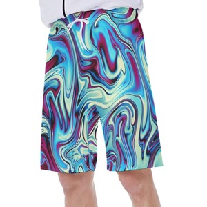 Yaz kullanımı rahat erkekler plaj spor şort gevşek örgü düz Polyester <span class=keywords><strong>erkek</strong></span> yüzmek mayo şort palmiye ağacı baskılı tasarım şort