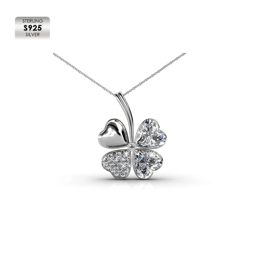 Collier de luxe en argent S925 plaqué or blanc 18 carats (blanc)