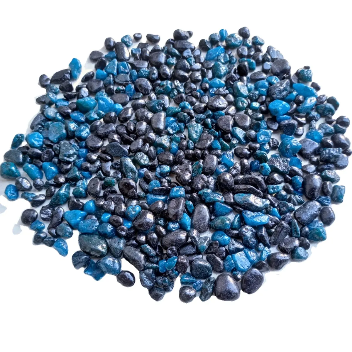 Gama clásica de productos Super redondos, guijarros de decoración con alto pulido, color azul, tamaño pequeño, 3-6mm