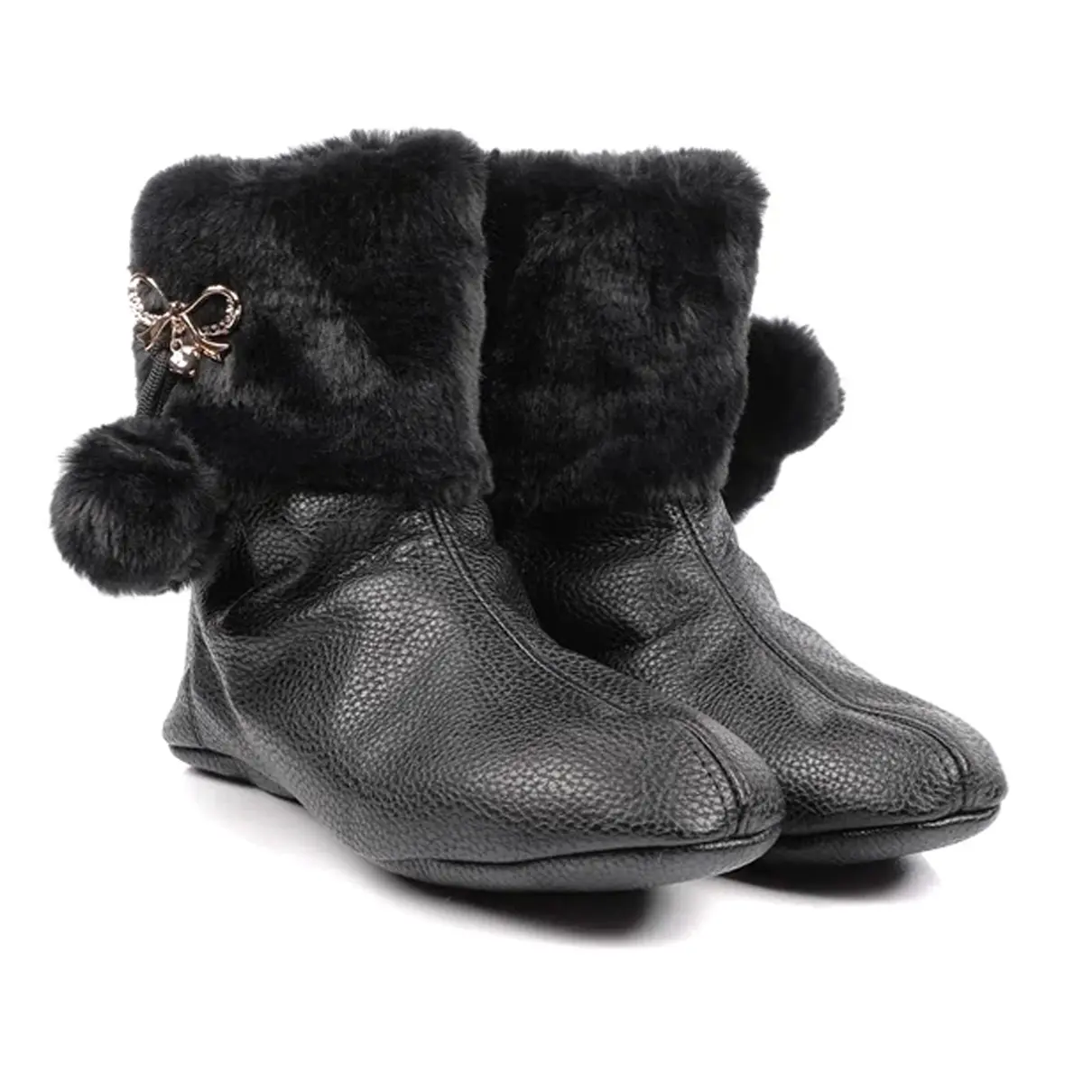 Exclusive and Versatile Women's Karapan Ichigi Leather Boots with Fur Trim Made in Uzbekistan by the Manufacturer