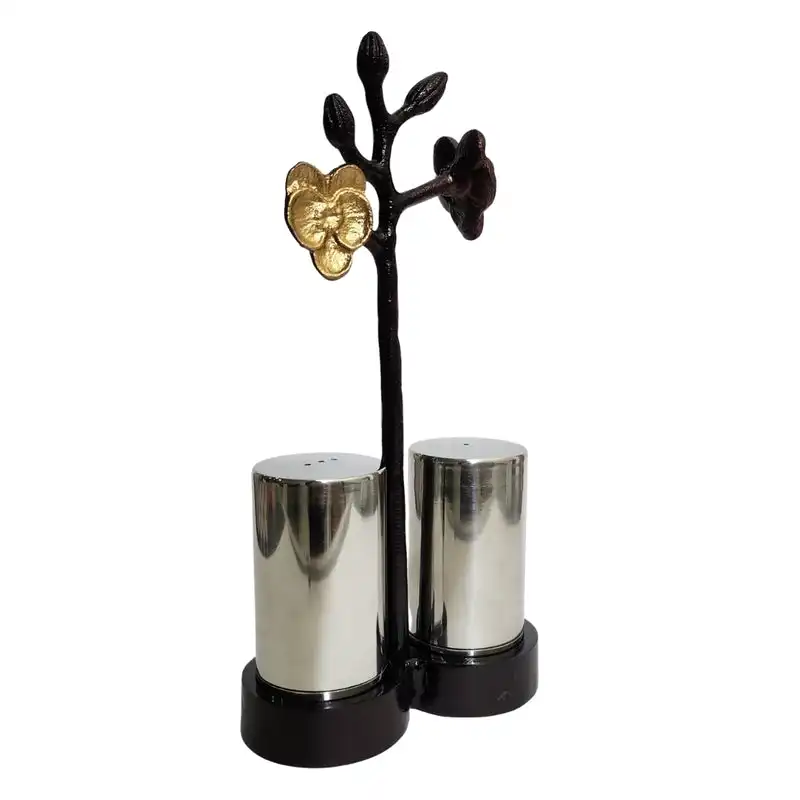 Minimalistische Stijl Zout En Peper Shaker Set Met Metalen Caddy Exubereert De Schoonheid Van De Natuur En Flora Waardoor Het Perfecte Schoonheid