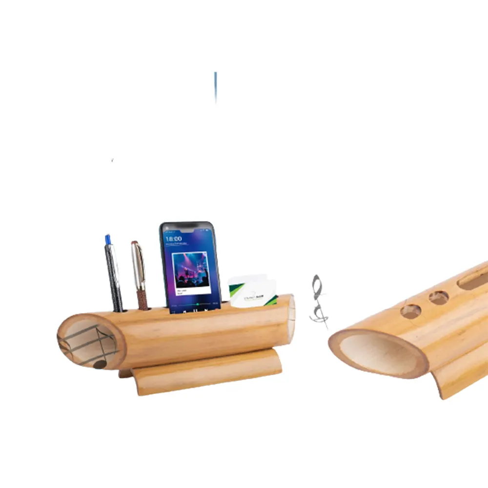 Penjualan Terbaik Harga Grosir Kayu Bambu Speaker Pena dan Dudukan Telepon Meja Meja Bambu Tumbler Bambu Musik Amplifier