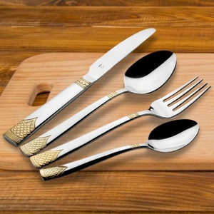 Designer Cutlery Set <strong>Made</strong> of Stainless Steel and Beautiful Resin Handle Black and White Design in Affordable Price by <strong>HHO</strong> - Product Image 3