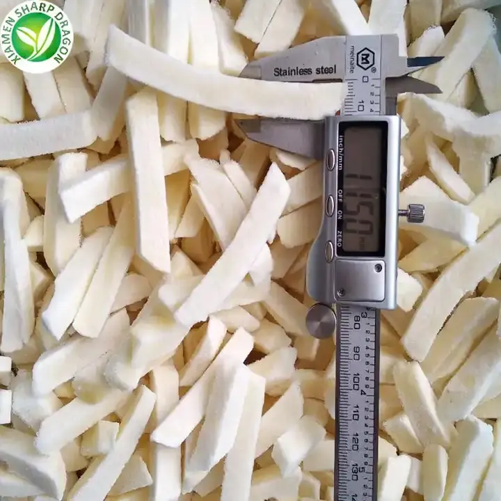 Exportation IQF Pommes de terre frites surgelées 6x6 7x7 9x9mm 12mm pelées de qualité A Fabrique en gros En stock Livraison rapide