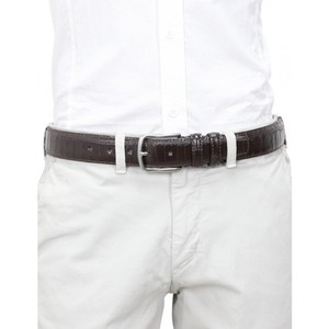 Thắt Lưng Da Bê Thanh Lịch Thủ Công Ý Chất Lượng Tốt Nhất 6 Chiếc Trong Một Hộp In Hình Cá Sấu Màu Nâu Thủ Công 3.5 Cm - Product Image 2