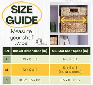 Khối lưu trữ wicker tự nhiên, Thùng Lưu Trữ <span class=keywords><strong>12x12</strong></span>, Bộ 4 giỏ lục bình nặng cho kệ, giỏ vuông có thể gập lại - Product Image 6