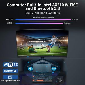 Mini PC Gaming Computadora de escritorio I9 14900F Win 11 Pro RTX4070 12G Cuatro pantallas 8K 60Hz Salidas Dual LAN WiFi6E/BT5.3 - Product Image 4