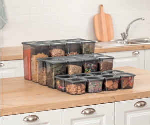 <span class=keywords><strong>Set</strong></span> mit 24 Vorrats behältern für Lebensmittel Kühlschrank Organizer Lebensmittel lager regal Stapelbarer Kunststoff mit Griffen für Pantry Plastic Store Typ
