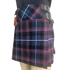 BILLIE kadın rahat 13oz akrilik yün Tartan <span class=keywords><strong>Kilt</strong></span> bütçe ekonomik Scottish giyim 2 tokaları ile deri kayışlar