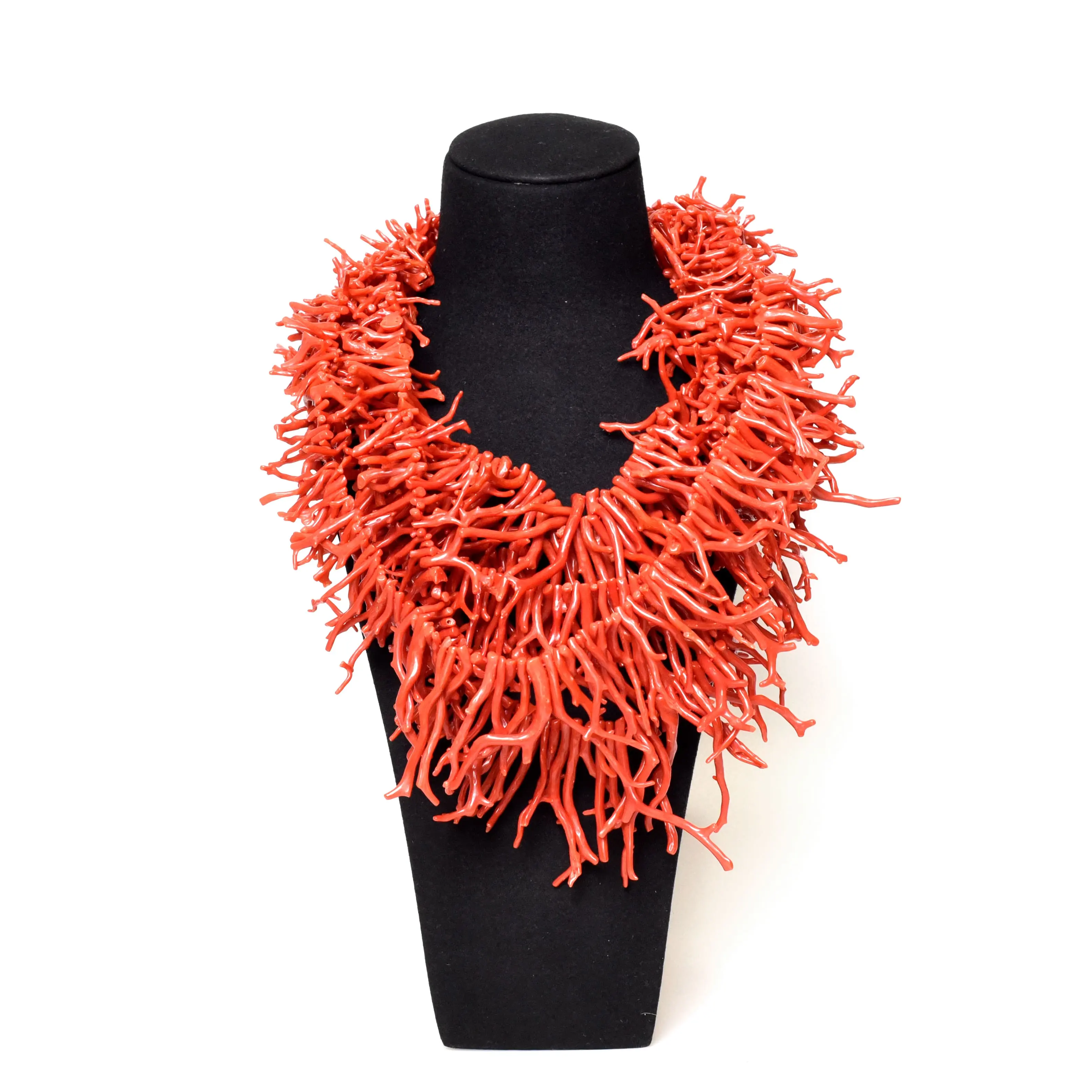 Collier italien à longues branches de corail rouge naturel pour bijoux prix d'usine