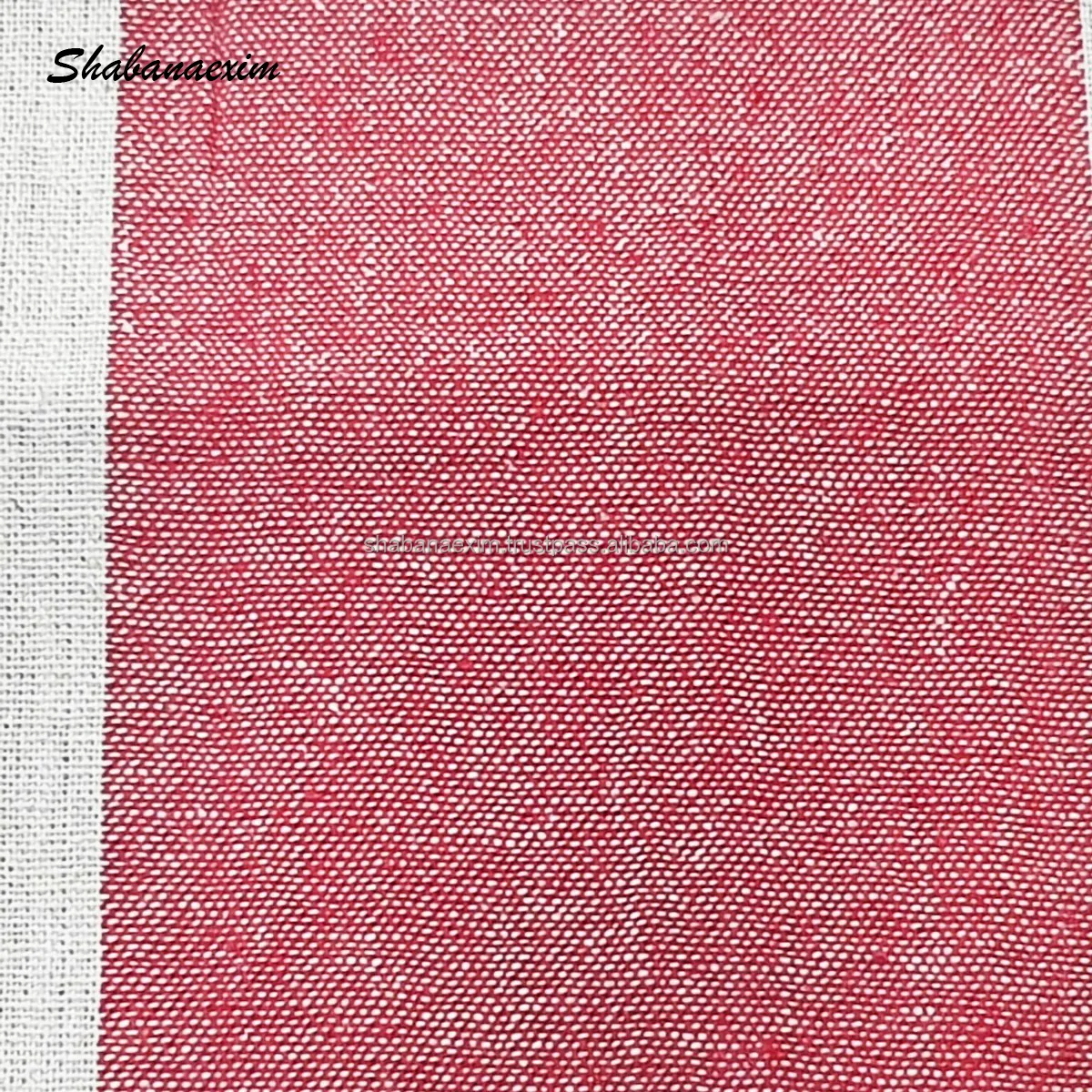 Kain Katun Merah untuk Tekstil Rumah Pakaian Warna Solid Kain Tenun Tekstur Katun Campuran Kain Penutup Sofa