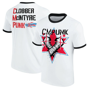 メンズホワイトパンククローバーマッキンタイヤパンクリガーTシャツ夏半袖レディース2025新作おしゃれメンズTシャツ