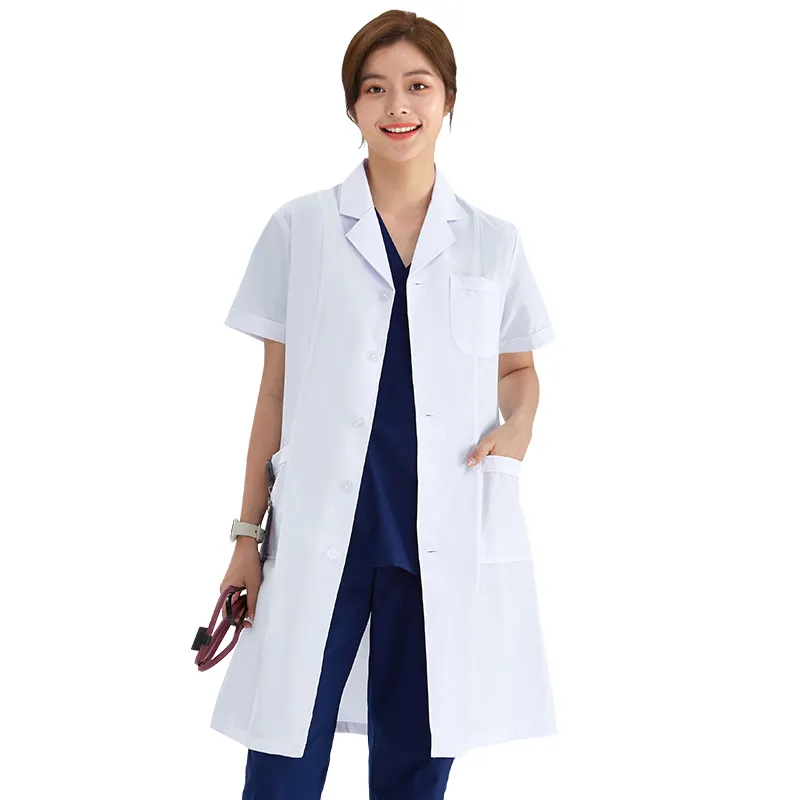 Blouse de laboratoire en coton pour femmes, blouse de laboratoire blanche à manches longues pour hommes, vêtements de travail pour médecins