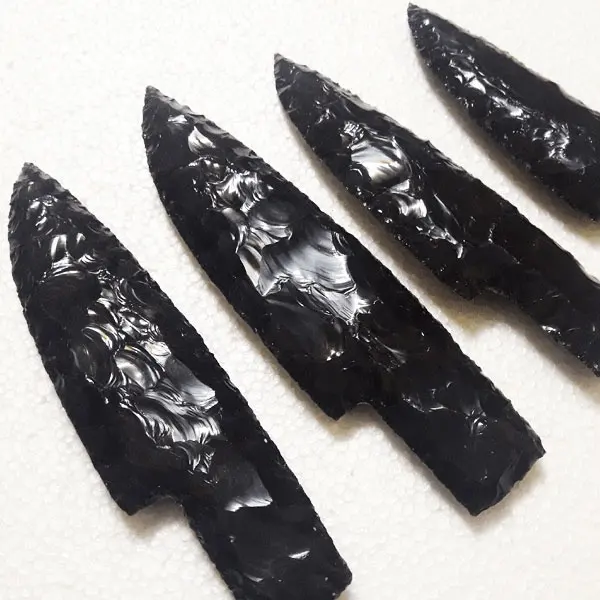 Cuchillos de obsidiana negra de 7 pulgadas, piedras naturales, artesanía de cristal, rocas de Reiki, Jade, minerales, Feng Shui, negro